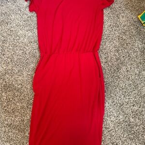 Chic Red Midi Dress for Women